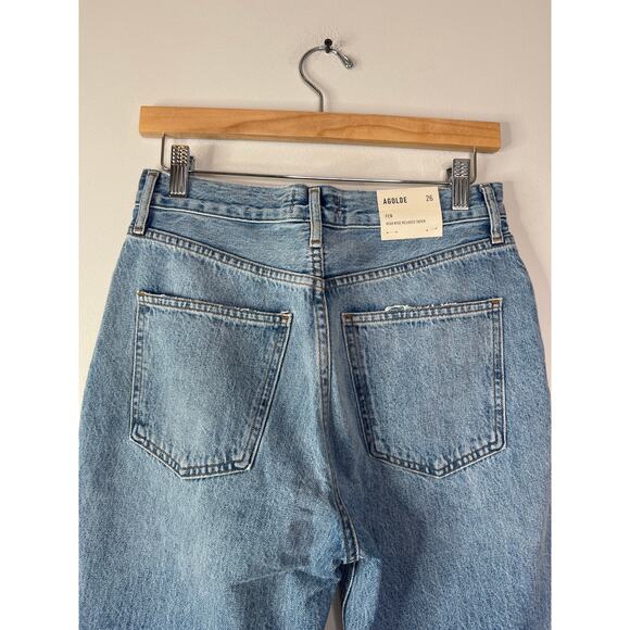 NWT Agolde Fen High Rise Relaxed Tapered Straight Cut Button Jeans Quarrel - Picture 6 of 8